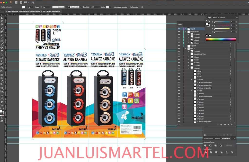 diseño de caja OEM speaker cuadrado karaoke mp3 Juan Luis Martel